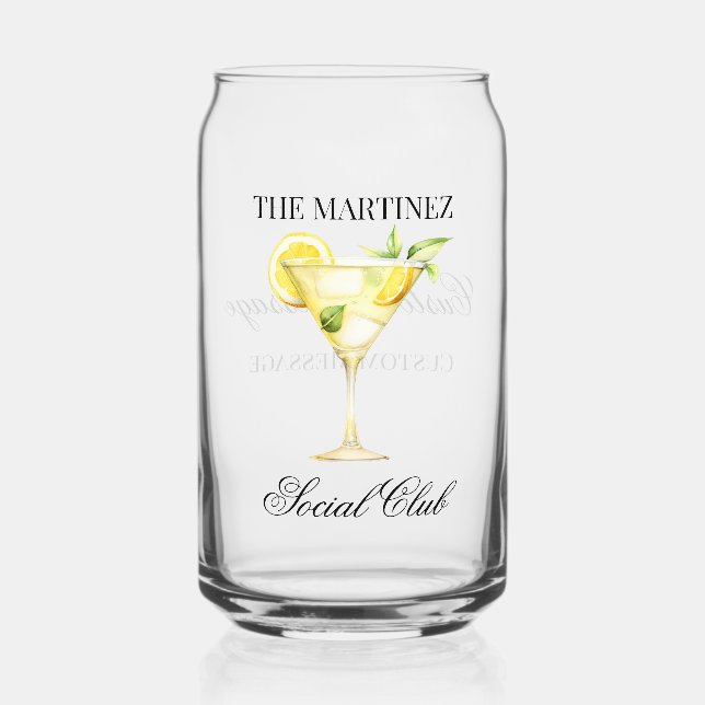 Custom Name Social Club Lemon Cocktail  Can Glass (Front)