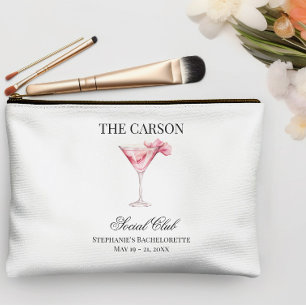 Custom Name Social Club Pink Cocktail Bachelorette Accessory Pouch