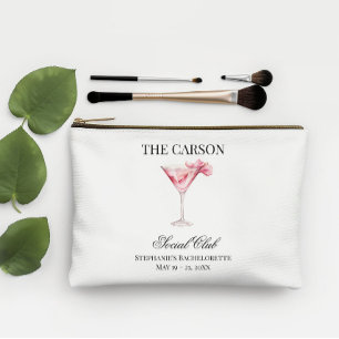 Custom Name Social Club Pink Cocktail Bridesmaids Accessory Pouch