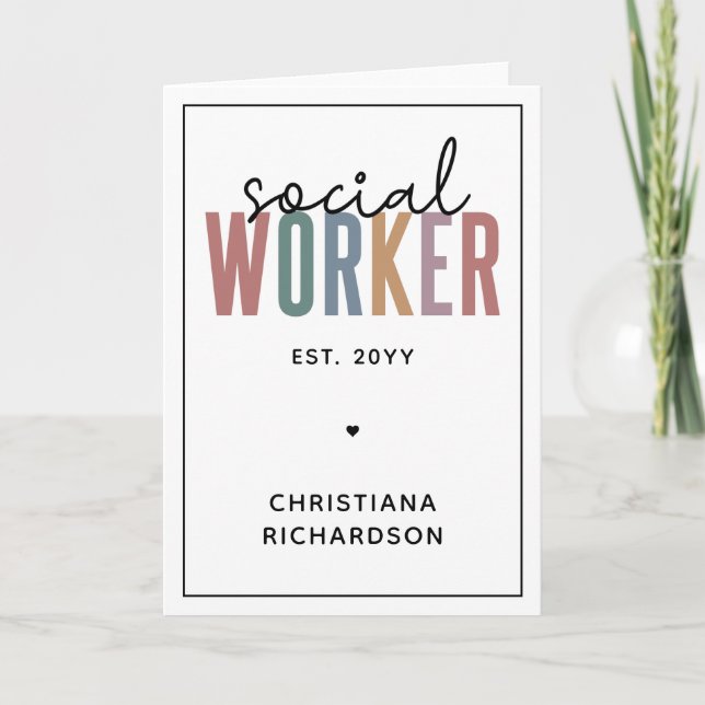 Custom Name Social Worker graduation Card (Front)