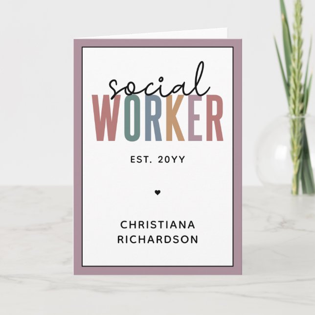 Custom Name Social Worker graduation Card (Front)
