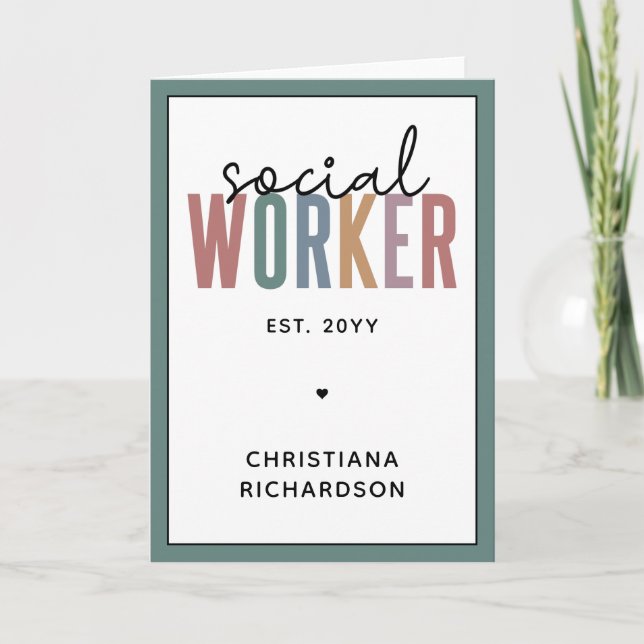 Custom Name Social Worker graduation Card (Front)