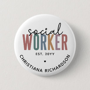 Custom Name Social Worker graduation Gifts 6 Cm Round Badge