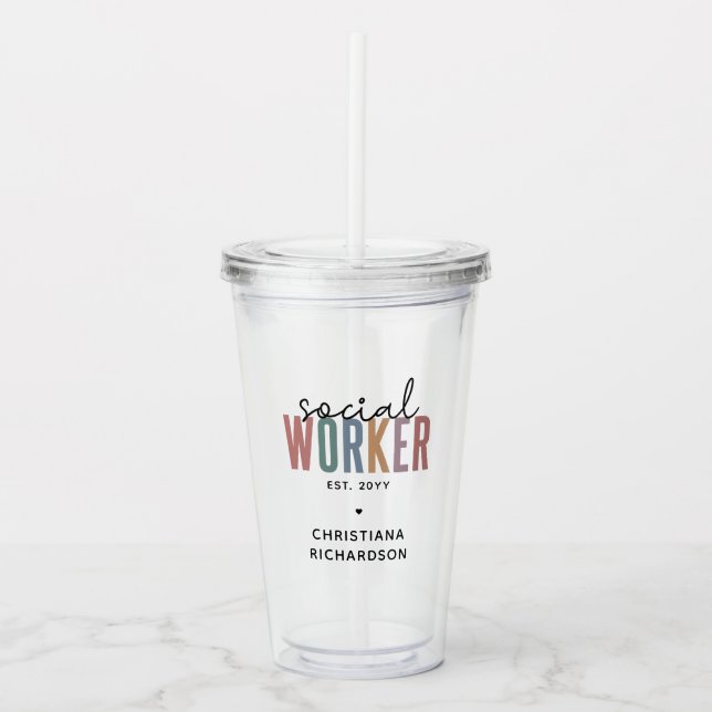 Custom Name Social Worker graduation Gifts Acrylic Tumbler (Front)