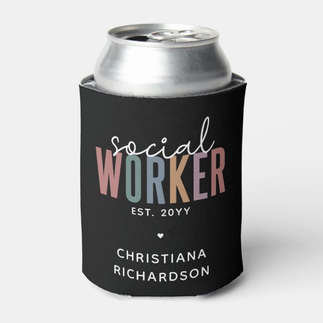 Custom Name Social Worker graduation Gifts Can Cooler (Can Front)