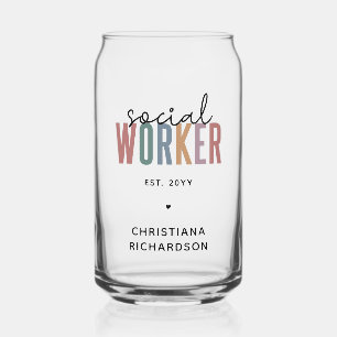 Custom Name Social Worker graduation Gifts Can Glass