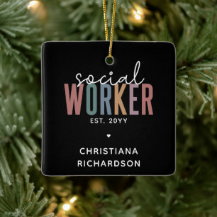 Custom Name Social Worker graduation Gifts Ceramic Ornament