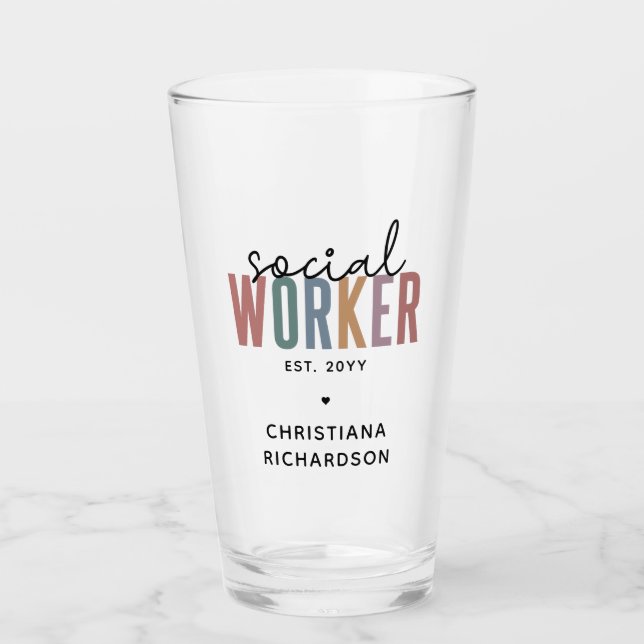 Custom Name Social Worker graduation Gifts Glass (Front)