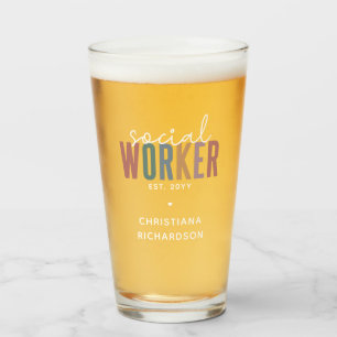 Custom Name Social Worker graduation Gifts Glass