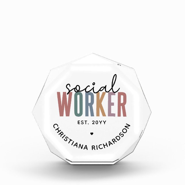 Custom Name Social Worker graduation Gifts Photo Block (Front)