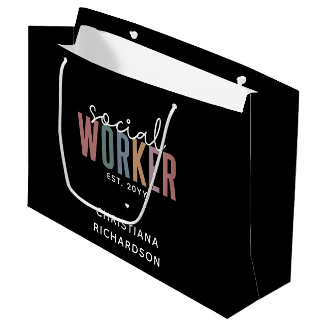 Custom Name Social Worker graduation Large Gift Bag (Front Angled)