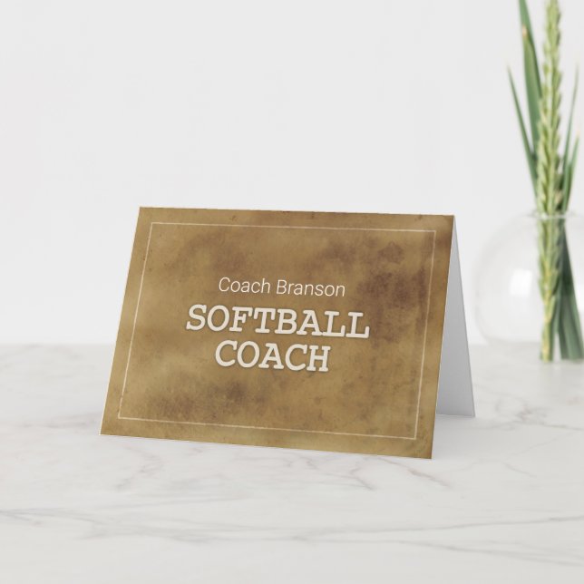 Custom Name Softball Coach Thanks Definition Card (Front)