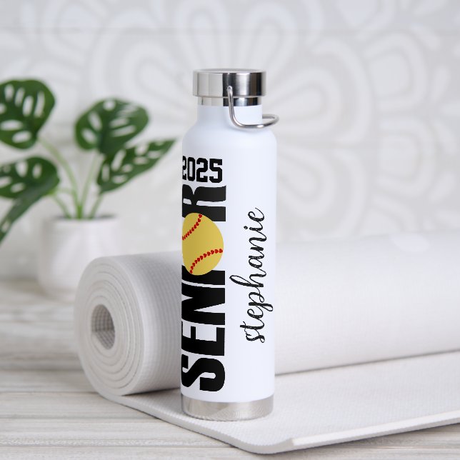 Custom name softball senior night graduation gift water bottle (Yoga)