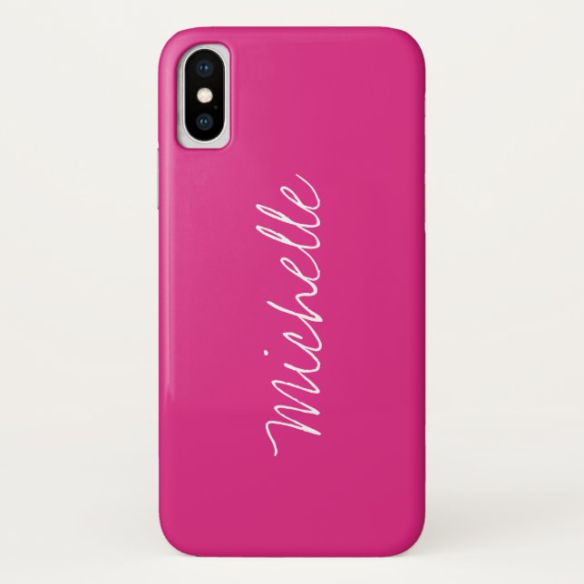 Custom Name Solid Magenta Pink Case-Mate iPhone Case (Back)