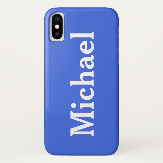 Custom Name Solid Royal Blue Case-Mate iPhone Case (Back)