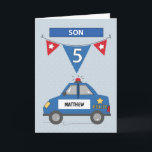 Custom Name Son 5th Birthday Blue Police Car Card<br><div class="desc">Gift you beloved son with this colourful and fun custom name card once he finally celebrates his 5th birthday. Since that will be happening sooner rather than later,  then you should be grabbing your copy.</div>