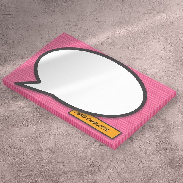 Custom Name Speech Bubble Fun Comic Book Pink Post-it Notes (Custom Name Speech Bubble Fun Comic Book Pink Post-it Notes)