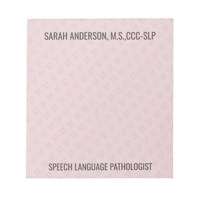 Custom Name Speech language Pathologist SLP  Notep Notepad (Front)