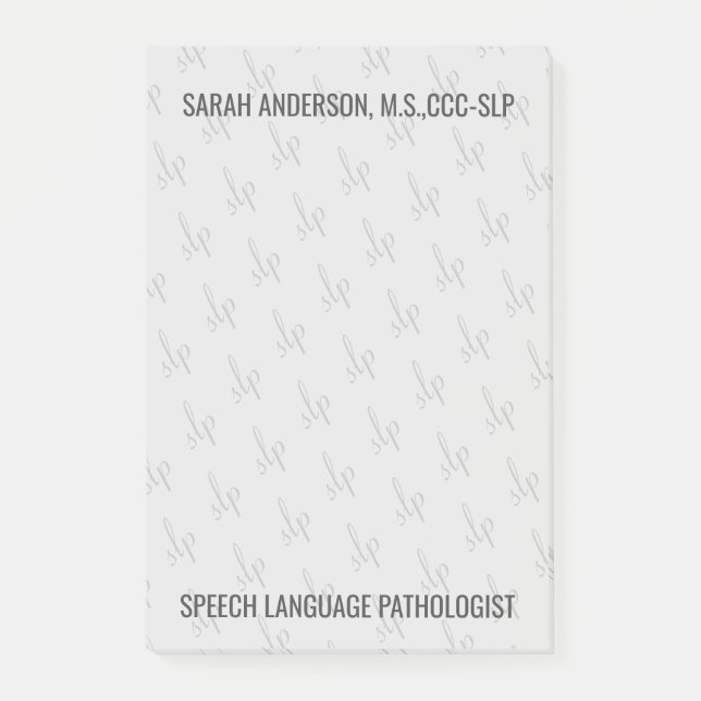 Custom Name Speech language Pathologist SLP Post-it Notes (Front)