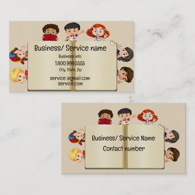 Custom Name Speech Therapy Kids Cartoon Business C Business Card (Front/Back)