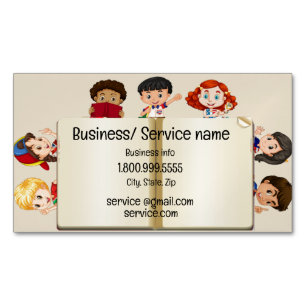 Custom Name Speech Therapy Kids Cartoon  Magnetic Business Card