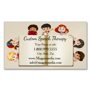 Custom Name Speech Therapy Kids Cartoon  Magnetic Business Card
