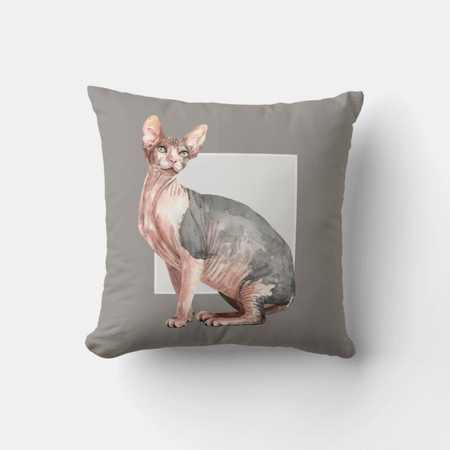 Custom name Sphynx cat hairless cat pattern Cushion (Front)