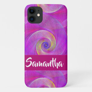 Custom name spiral nets purple iPhone 11 case