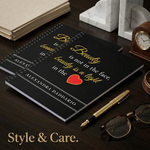 Custom Name Spiral Notebook with Beauty Slogan