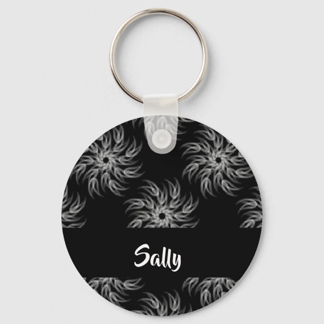 Custom name spirals on black key ring (Front)