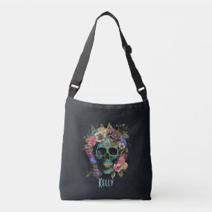 Custom Name Spooky Sugar Skull Crossbody Bag