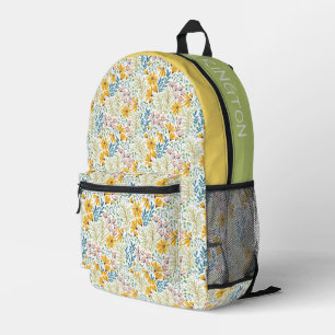 Custom Name Spring Flowers Pattern Printed Backpack