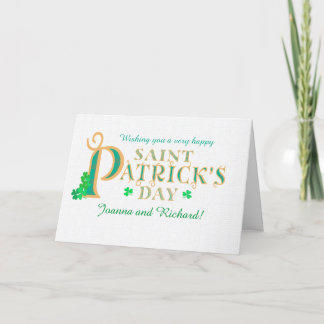 Custom Name St Patrick's Day Green Shamrocks Card