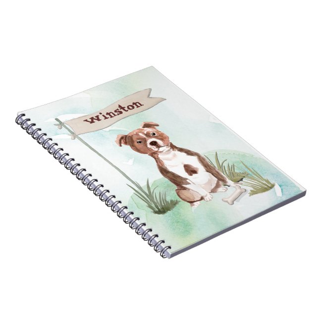 Custom Name Staffordshire Bull Terrier Pet Dog Notebook (Right Side)