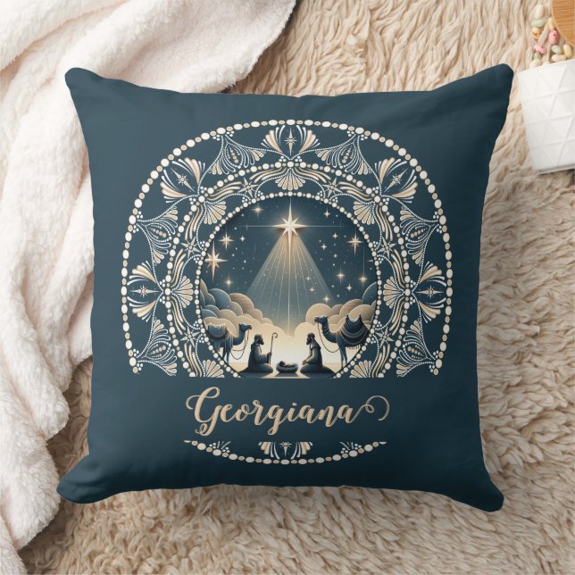Custom Name Star of Wonder Nativity Dot Mandala Cushion (Blanket)