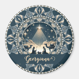 Custom Name Star of Wonder Nativity Dot Mandala Magnet