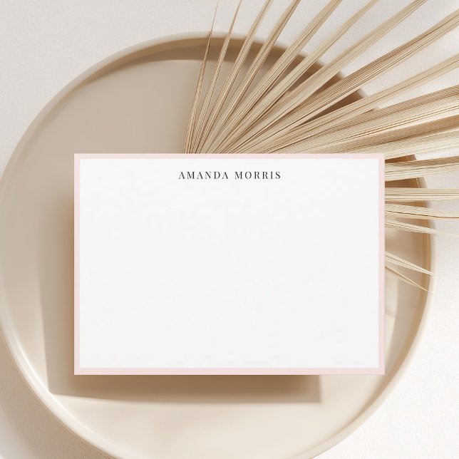 Custom Name Stationery Chic Modern Blush Pink Card (Creator Uploaded)