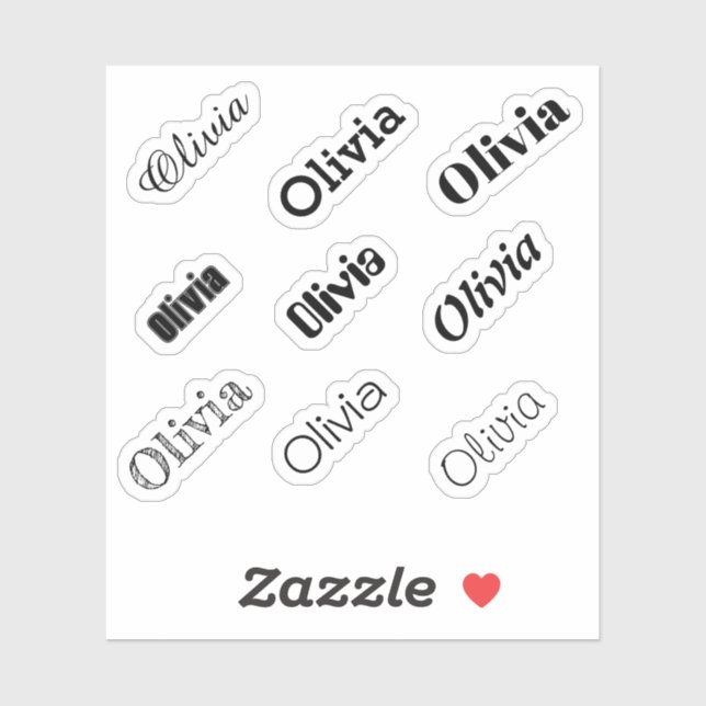 Custom Name Stickers, Black or White Name Decals (Sheet)