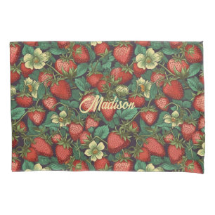 Custom Name Strawberry Pattern Pillowcase