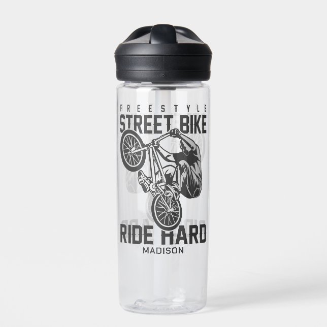 Custom name Street Bike Water Bottle (Front)