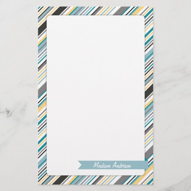 Custom Name Stripe Stationery (Front)