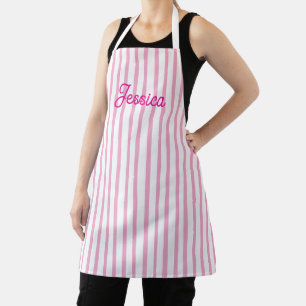 Custom Name Striped Cooking Kitchen Chef Baking Apron