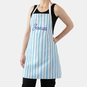 Custom Name Striped Cooking Kitchen Chef Baking Apron