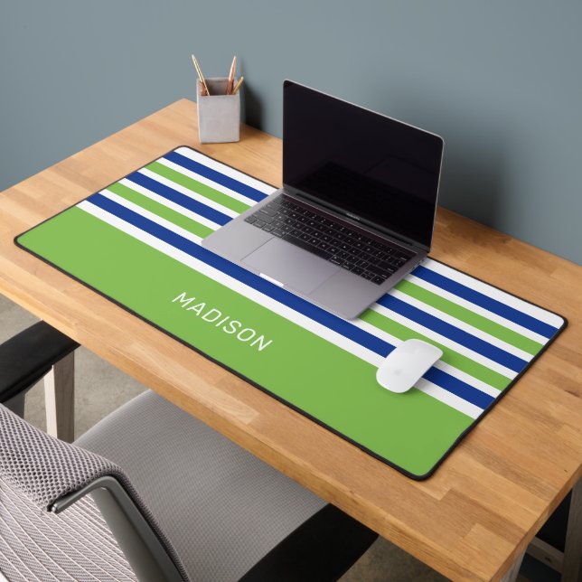 Custom Name Stripes Pattern Desk Mat (Office 2)
