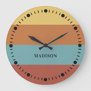 Custom Name Stripes Pattern Large Clock