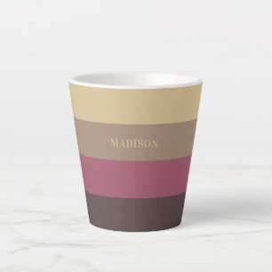 Custom Name Stripes Pattern Latte Mug