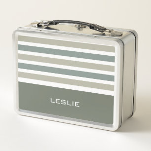 Custom Name Stripes Pattern Metal Lunch Box
