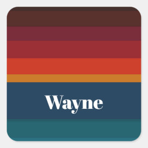 Custom name stripes pattern square sticker
