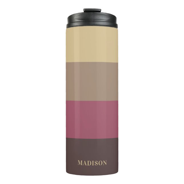 Custom Name Stripes Pattern Thermal Tumbler (Front)