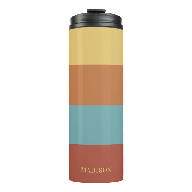 Custom Name Stripes Pattern Thermal Tumbler (Front)